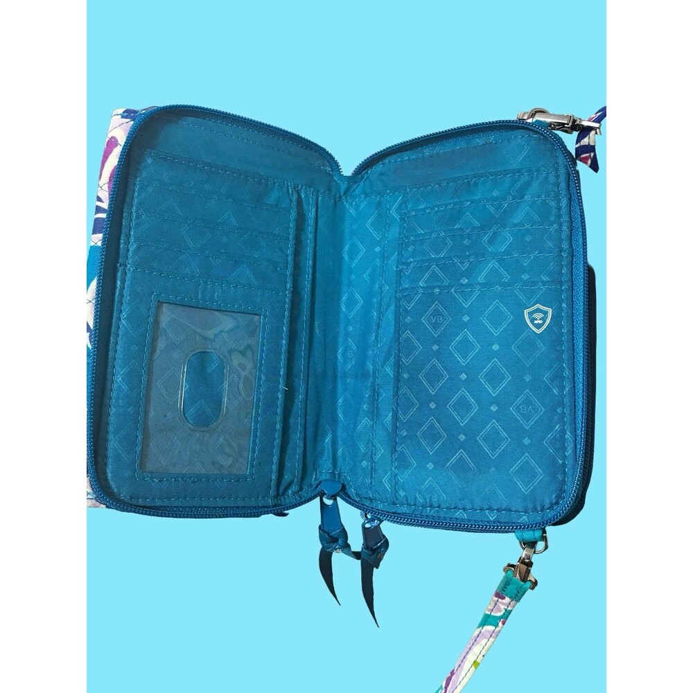 Vera Bradley Blue Paisley All-in-One Crossbody Wallet Wristlet Bag - Picture 8 of 10